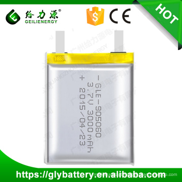 Bateria aprovada 3.7V 3000mAh do polímero de ISO9001 GLE-905060 Li